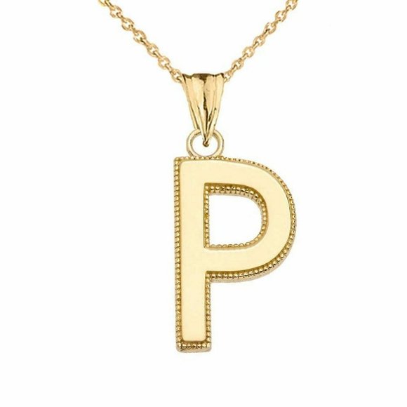 Real Gold Small Initial Letter P Pendant Necklace